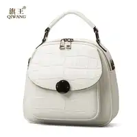 QIWANG Black Leather Backpack Female Fashion Shoulder Bag Luxury Youth Backpacks Purse Women Travel Bag Small Backpack for Girl