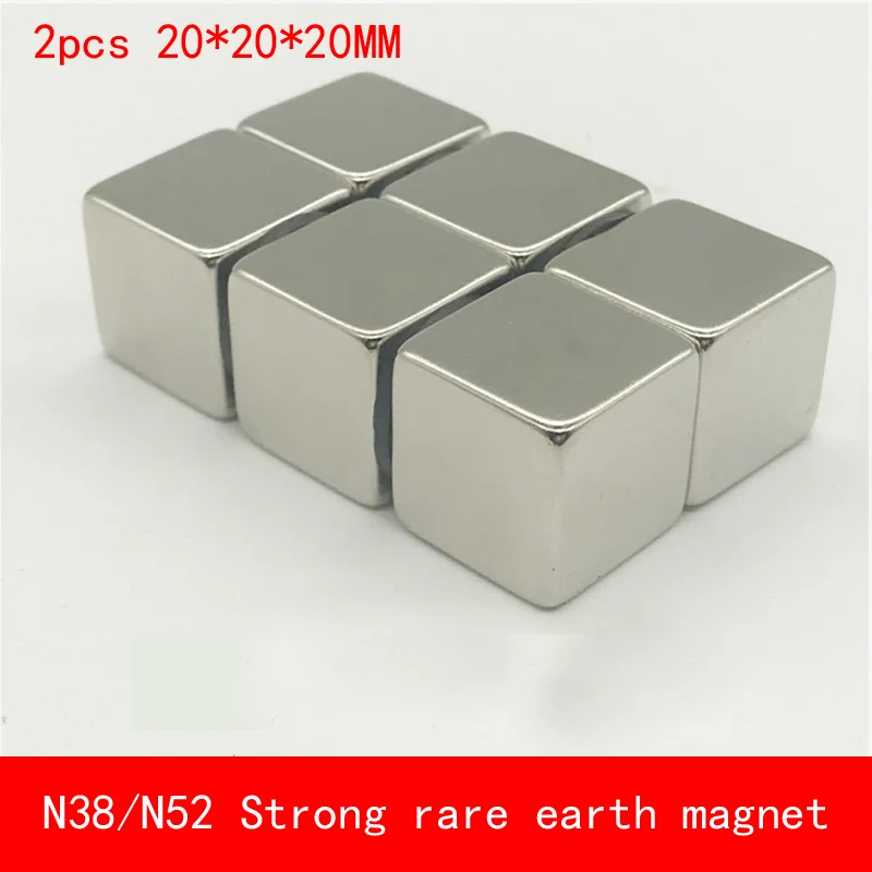 2 шт. куб 20x20x20 мм N52 супер сильный редкоземельный магнит Постоянные N38 N52 магниты 20*20*20 мм