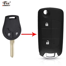 Dandkey 2 botões inteligente flip dobrável remoto caso chave escudo fob para nissan cube micra qashqai juke fob modificado chave