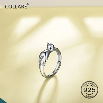 

Collare 925 Sterling Silver Cat Rings For Women Wedding/Bridal Ring Danity Girls Gift Cute Animal S925 Womens Ring R014