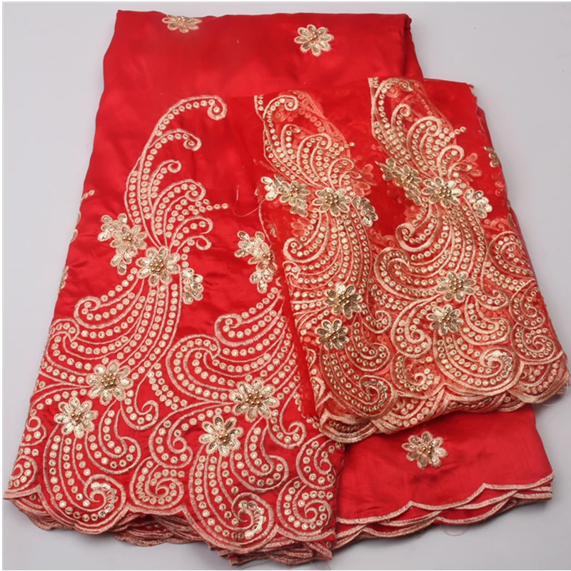 Embroidered Wholesale Fabrics With Beads, Nigeria Laces Silk