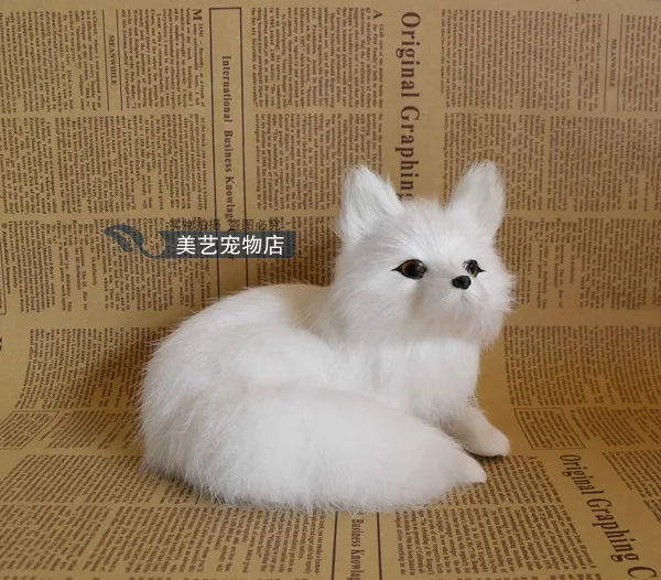 simulation small white fox 16x11x13cm  toy model polyethylene&furs fox model home decoration props ,model gift d111