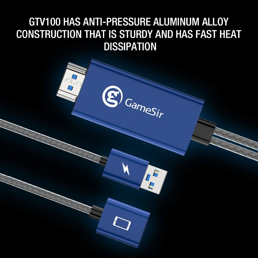 Tanie GameSir GTV100 Mini Mobile 1M 1920*1080P HDMI przejściówka do wyświetlacza kabel do iPhone iPad iOS urządzenia Apple i kabel konwertera TV