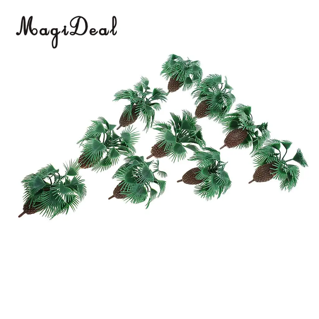 MagiDeal 10Pcs Plastic 1/100 Scale Palm Tree Model Train Railway Railroad Scenery Miniature Scene DIY Model Building Props 6cm
