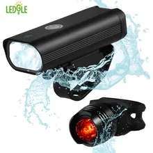 LEDGLE Rechargeable Bike Light Set Waterproof Bicycle Headlight and Tail Light LED Bicycle Front and Back Lights with USB Cable