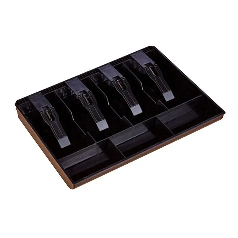 

Home Market Black Plastic Coin Money Storage Box Bill Cash Tray Organizer With 7 Slots 4 Removable Clips Supply