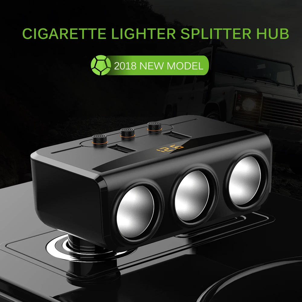 Universal 3 Way 100W Cigarette Lighter Socket Splitter 12V-24V Power Adapter Max 5V 3.1A 2 USB Car Charger with Voltmeter LCD | Автомобили