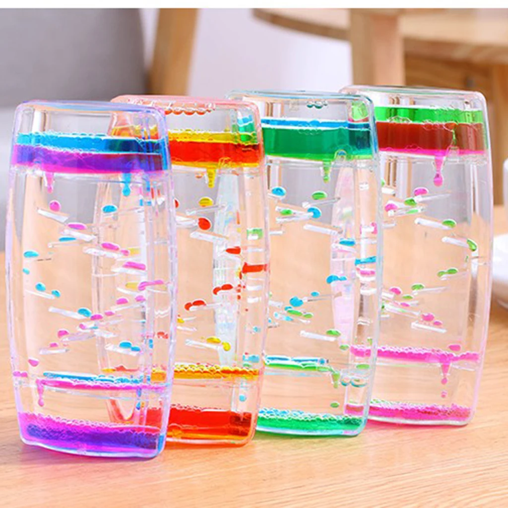 

Acrylic Creative Square Floating Oil Liquid Bubble Motion Timer Hour Glass Ladder Home Desk Decor Random Color
