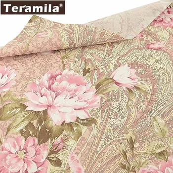 

Teramila Light Brown Sewing Material 100% Cotton Froral Telas Tecido Patchwrok Twill Scrapbooking Textile Fabric Meter Quilting