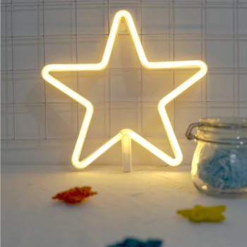 

Star shape neon light room Night Light 3D LED Lamp Kids Bedroom Wall WarmLava Party Home Fairy Light Decor Battery warm lighting