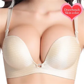 

Hot Women Lingerie Seamless Underwire Bras Deep V Push Up Gather Bra Underwear