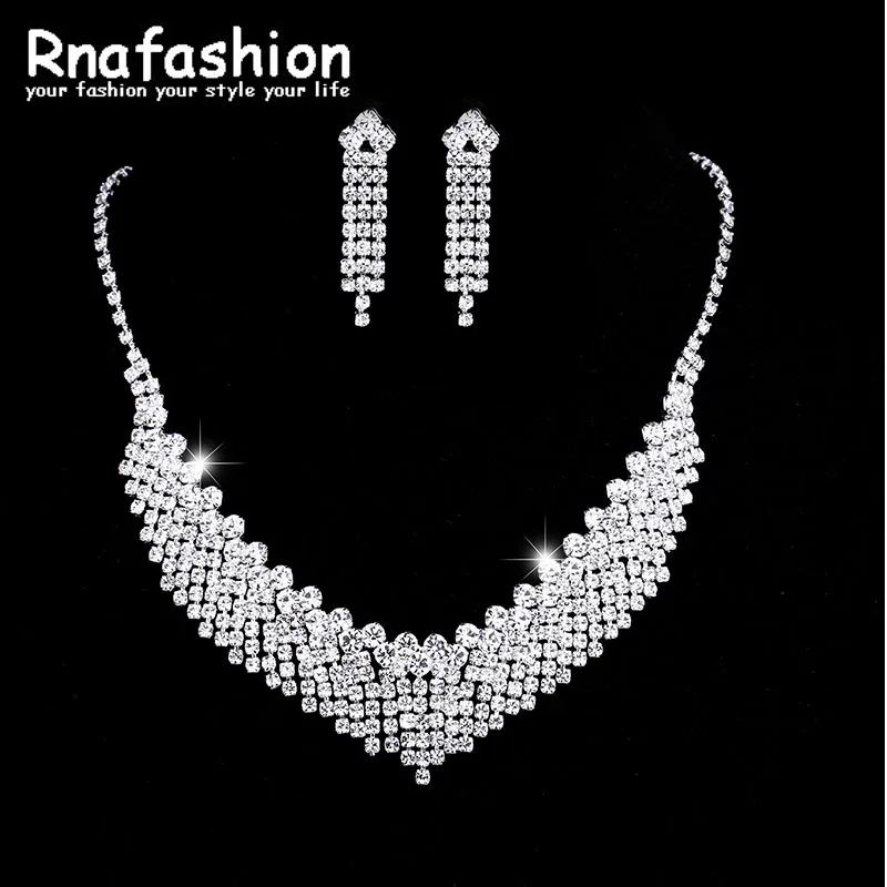 Top Quality Bridal Wedding Jewelry Sets For Bridesmaid Party Trendy Jewellery Women 2018 Necklace Stud Earring | Украшения и