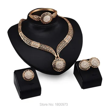 

2017 New Europe And The United States Exaggerated Jewelry Set Necklace/Earrings/Ring/Bracelet Ethiopian Jewelry Set