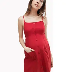 Летние красные лайкра средства ухода за кожей для будущих мам платье беременных для женщин по колено Повседневная Одежда для беременных
