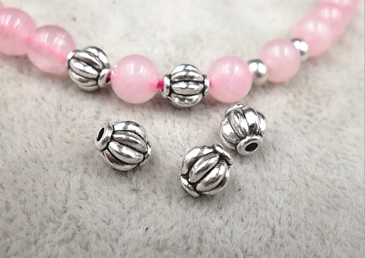 

50pcs/lot 6mm-8mm alloy Tibetan silver pumpkin beads Imitation silver beads for bracelet DIY metal jewelry accessories UF5368