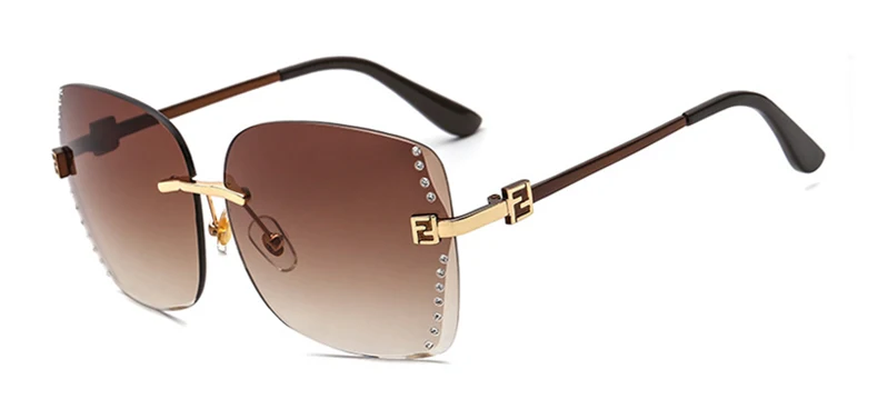 OUBR Новые Дамские бескаркасные Стразы солнцезащитные очки модные трендовые качественные солнцезащитные очки Брендовые дизайнерские градиентные солнцезащитные очки UV400 - Цвет линз: C4