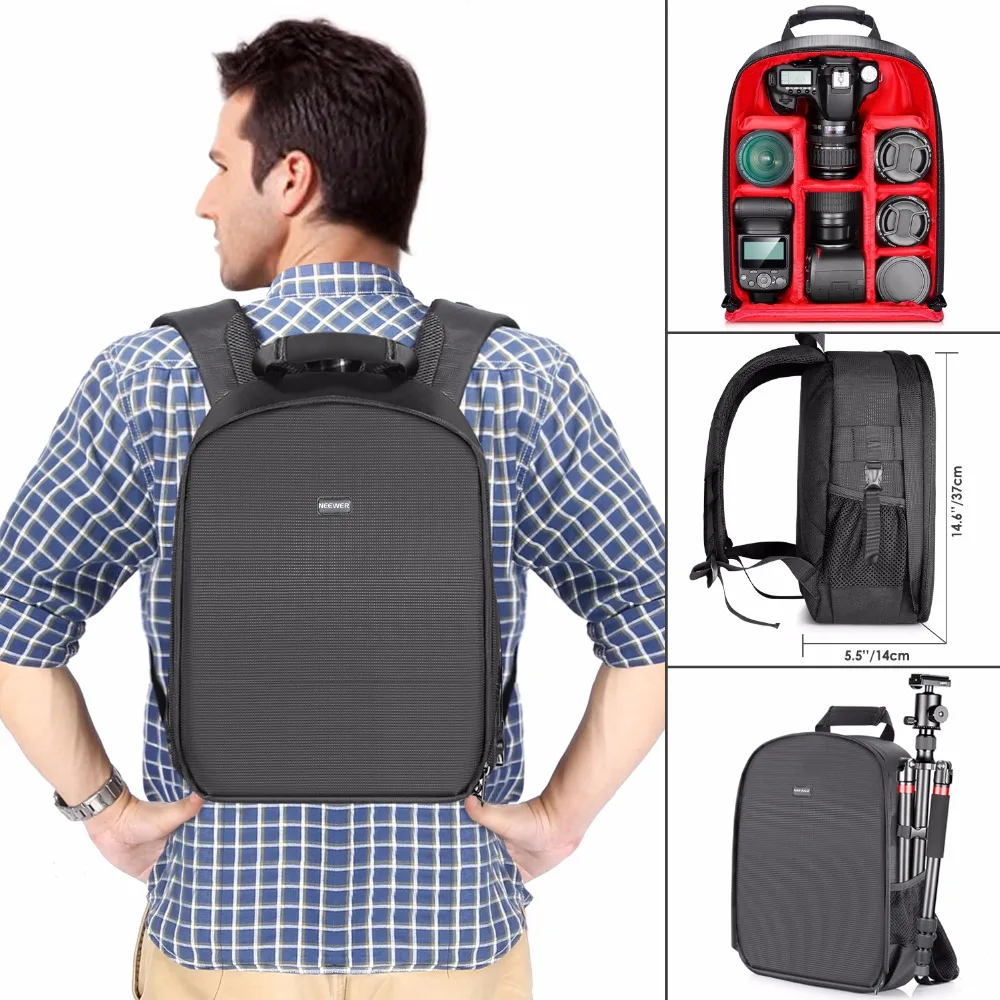 Neewer Camera Case Waterproof Shockproof 31x14x37 cm Backpack Bag with Tripod Holder for Camera Flash Accessories Black/Red Grey Neewer Camera Case Waterproof Shockproof 31x14x37 cm Backpack Bag with Tripod Holder for Camera Flash Accessories Black/Red Grey