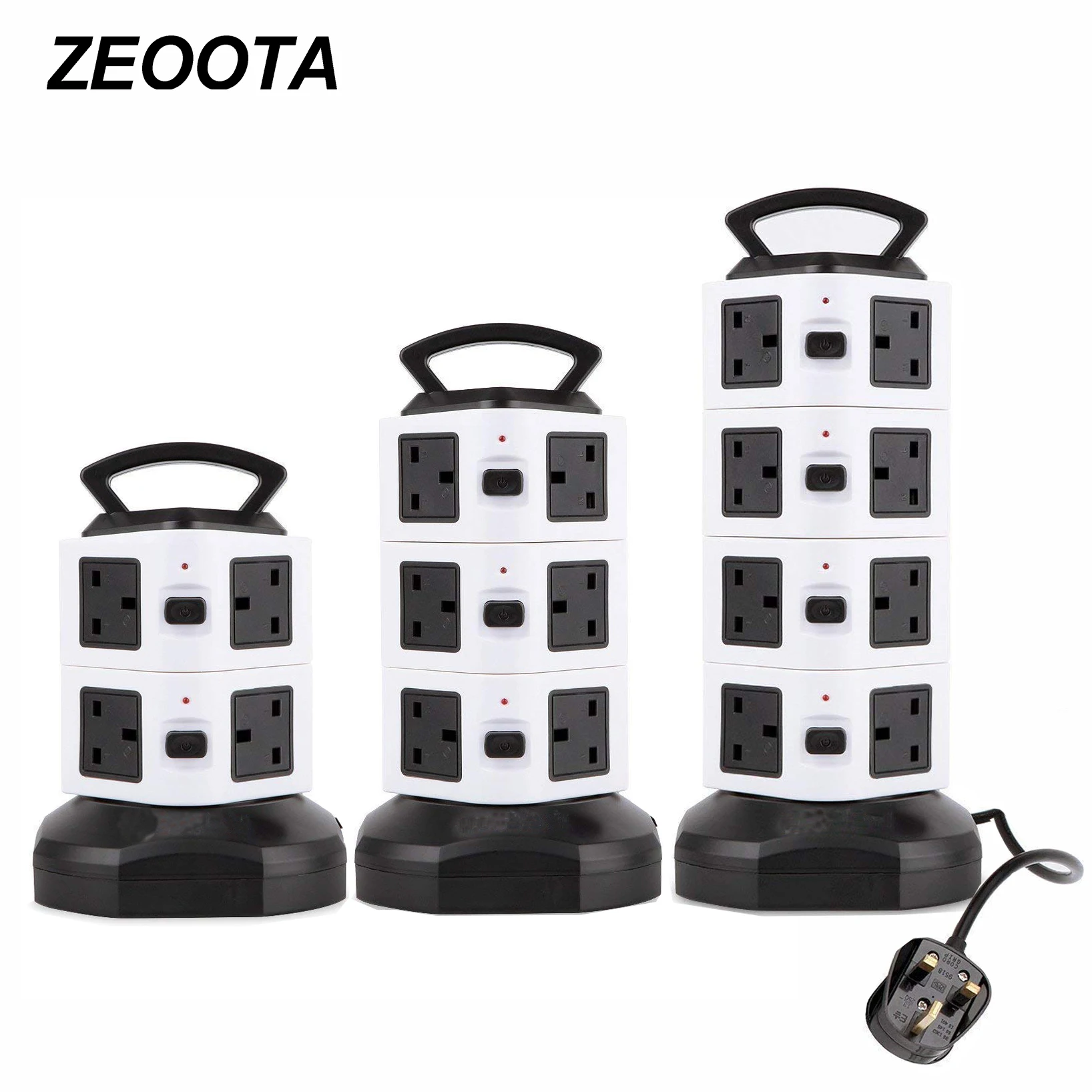 

Power Strip Tower 6/10/14 AC Outlet UK Plug Surge Protector Smart Socket 4USB Charger Charging Station 9.8ft/3m Extendable Cord