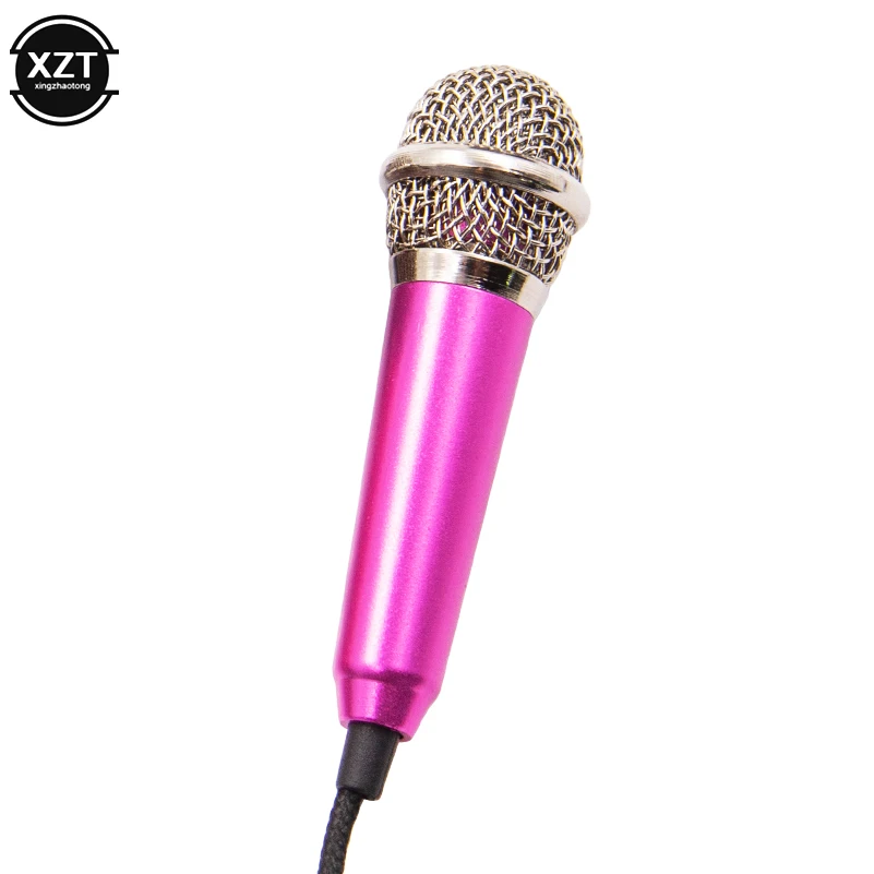 Handheld Mic 3.5mm Speech Micro Condenser Microphone Professionnel For Smart Cell Phone PC - Цвет: Rose