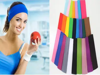 

120 pcs fedex fast Women girl Candy solid Color Wide Yoga Headband Stretch Cotton Hairband Elastic Hair Bands 20*6cm