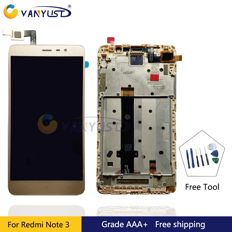 

Grade AAA LCD Display Touch Screen Digitizer Assembly for Xiaomi Redmi Note 3 150mm version Black&White&Gold lcd Replacement