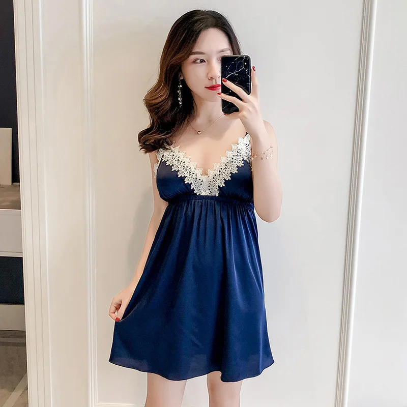 

Sexy Summer Womens Sleep Robe Silky Strap Top Sleepwear Nightdress Lady Home Wear Nightgown Bath Gown Sleepshirts Bathrobe M-XXL