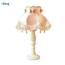 Европейский современный розовый принцесса табе лампы спальня гостиная дети Туалетный Столик Ткань Настольные светильники Освещение Декор светильники