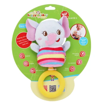 

Lovely Animal O Shape Fun Educational Cognition Gift Infant Round Hand Bell Kids Rattle Plush 13cm Soft Kids Toy