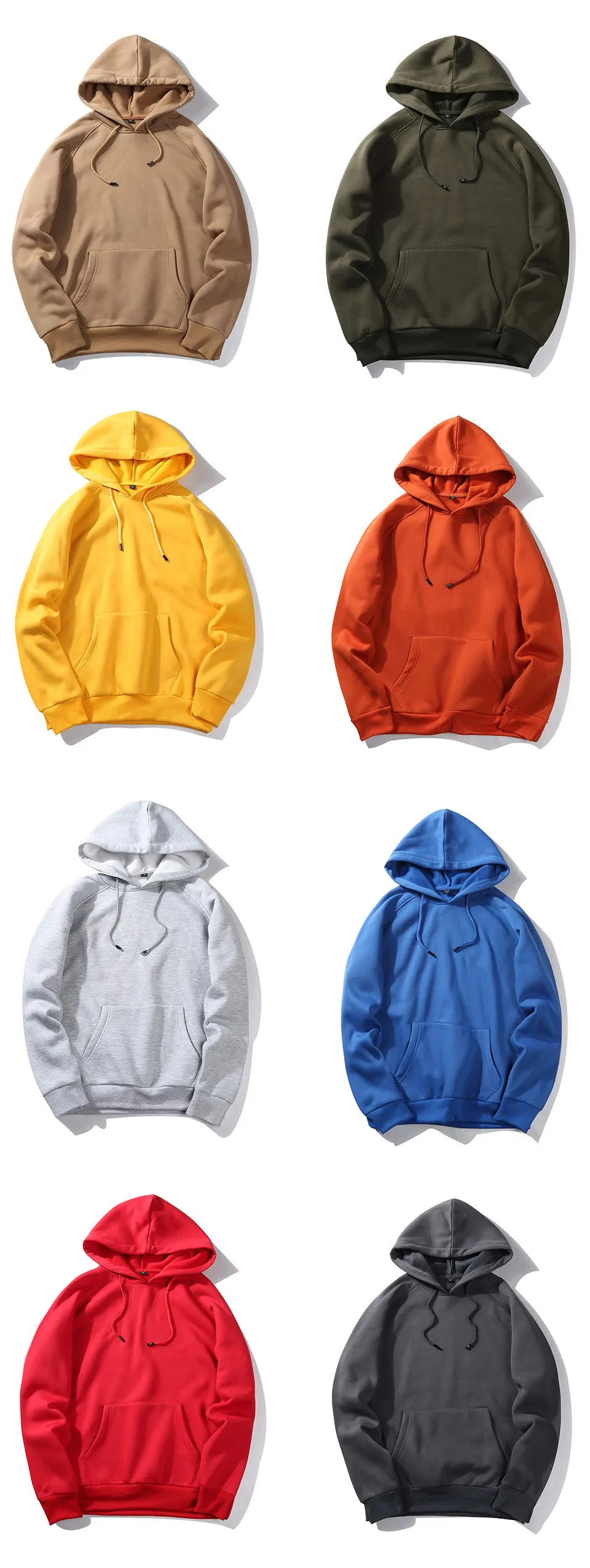 Men's Hoodies Solid Color Autumn Tops Pullovers Cotton Polyester Male Hooded Clothing Sweatshirts Man Hoodie | EU Size:S-2XL