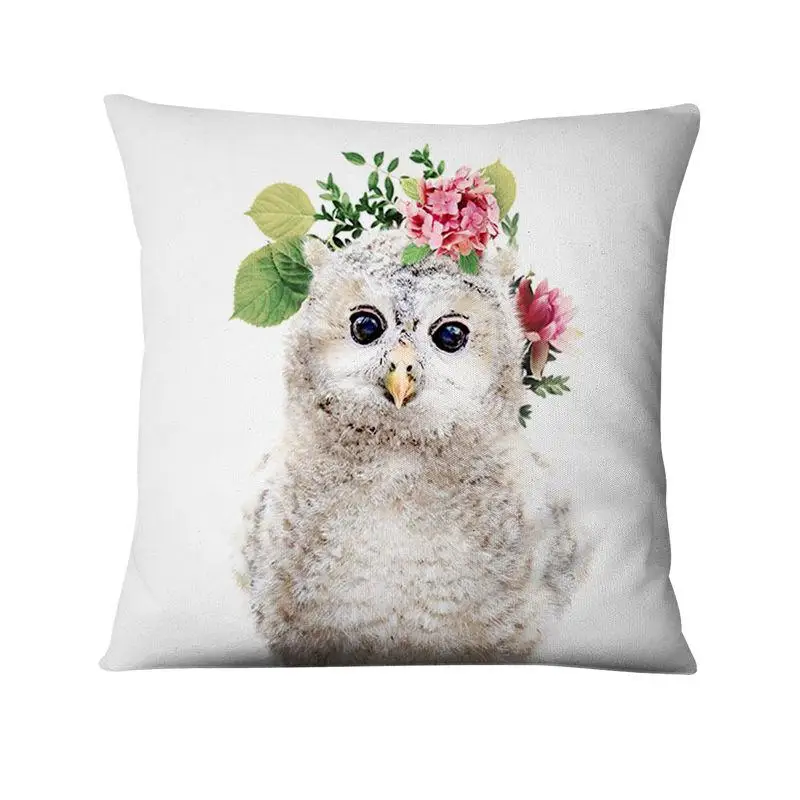 Home Decoration Pillow Fresh Animals In Flower Printed Cushion Decorative Pillows Almofada Decorativas Para Sofa Throw Pillow 