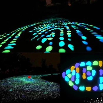 

100PCS Novelty Glow In The Dark Luminous Stones Rocks Decorative Pebbles For Fairy Garden Pathway, Fish Tank Aquarium Ornaments