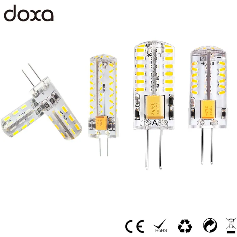 Doxa G4 светодиодный лампы 12V AC/DC 1,5 Вт 2 Вт 3 Вт 24/48/57/81 светодиодный светильник лампы 3014SMD светодиодный 360 градусов 3000K 4500K 6000K возможность замены галлогеновой лампой