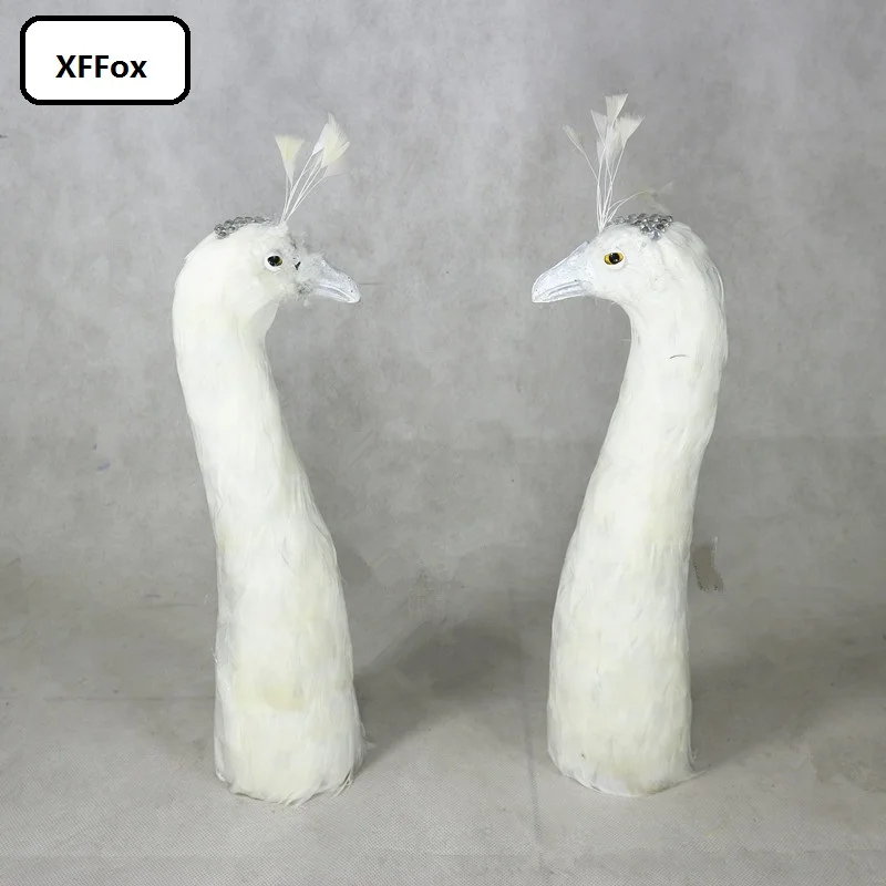 

a pair of simulation white peacock head models foam&feather real life peacock bird heads gift about 40cm xf1147