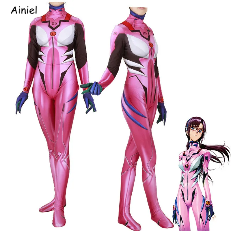

Anime NEON GENESIS EVANGELION Cosplay Cotume EVA Mari Makinami Illustrious Zentai Bodysuit Jumpsuit Halloween Costume Women Kids