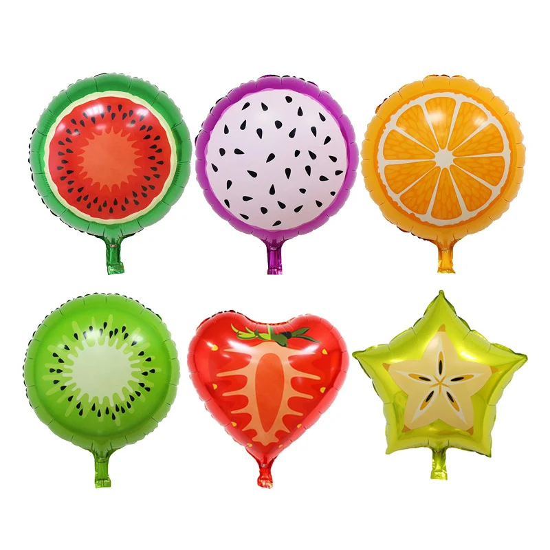 

5pcs 18 Inch Fruit Foil Balloons Birthday Party Decorations Kids Watermelon Orange Theme Party Globos Helium Balloon