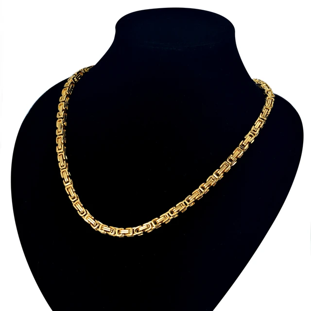 14K Yellow Gold 3.25mm Byzantine Necklace Chain (7in x 3.25mm) - Walmart.com