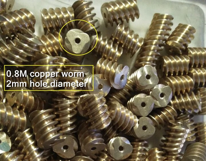 

2X 0.8M copper worm,2mm hole diameter(fitting),thickness of 12.5mm
