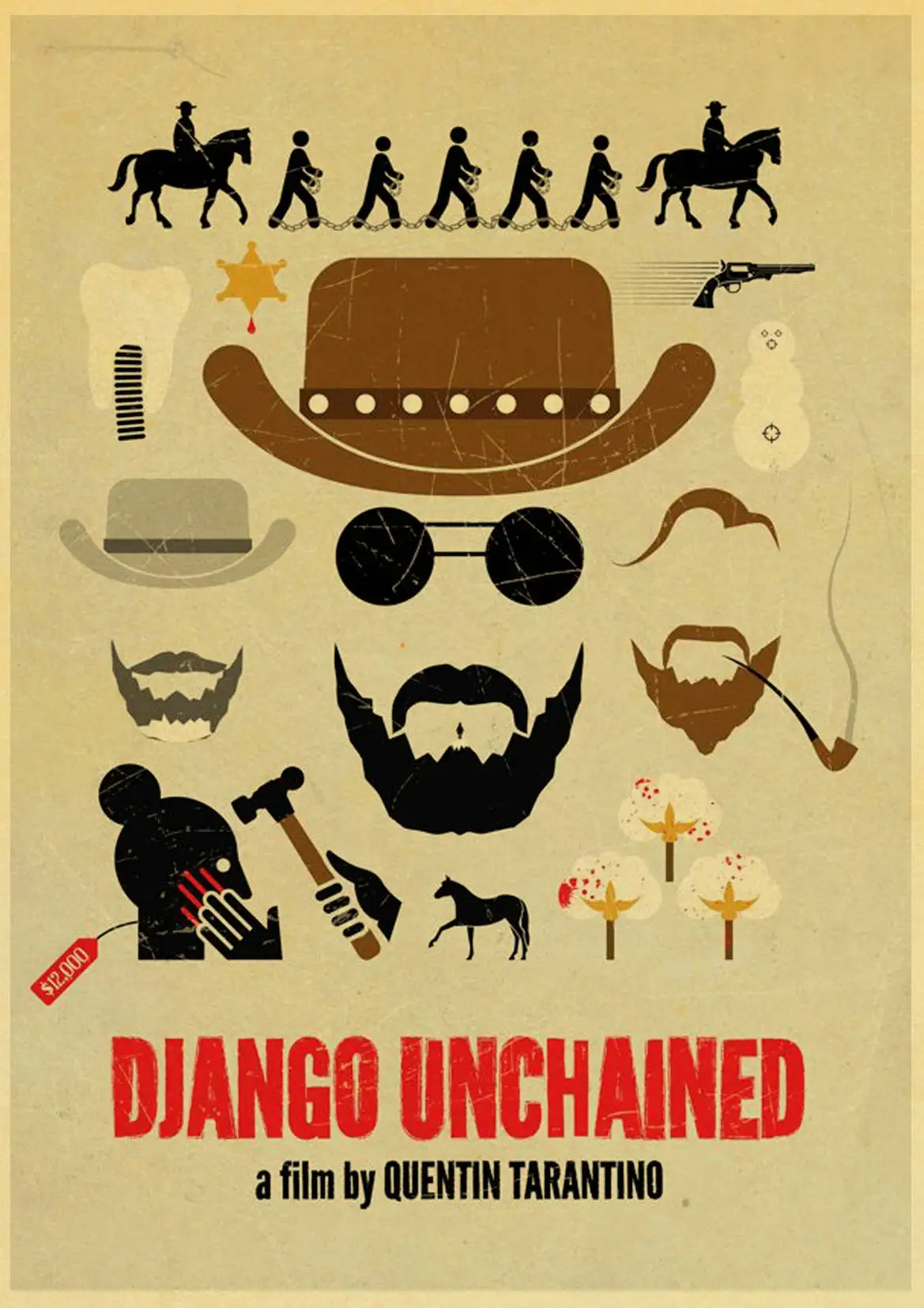 Quentin Tarantino серия фильм django unchained плакат печать на крафтовой бумаге настенная живопись ВИНТАЖНЫЙ ПЛАКАТ домашний декор - Цвет: E082