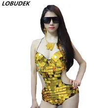 Зеркало женский костюм-комбинезон серебристый, голубой, красный, разноцветное платье для выступление певицы-танцовщицы; Индивидуальные Женские led платье со звездами