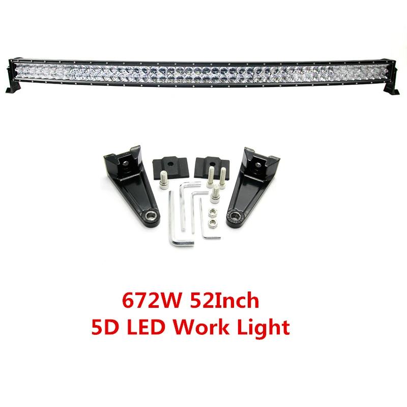 672W 52Inch Cree Chip Combo 5D LED Work Light Bar Curved Off-road Driving Lamp SUV 4WD Trailer Car Lamps Pick-up External Lights