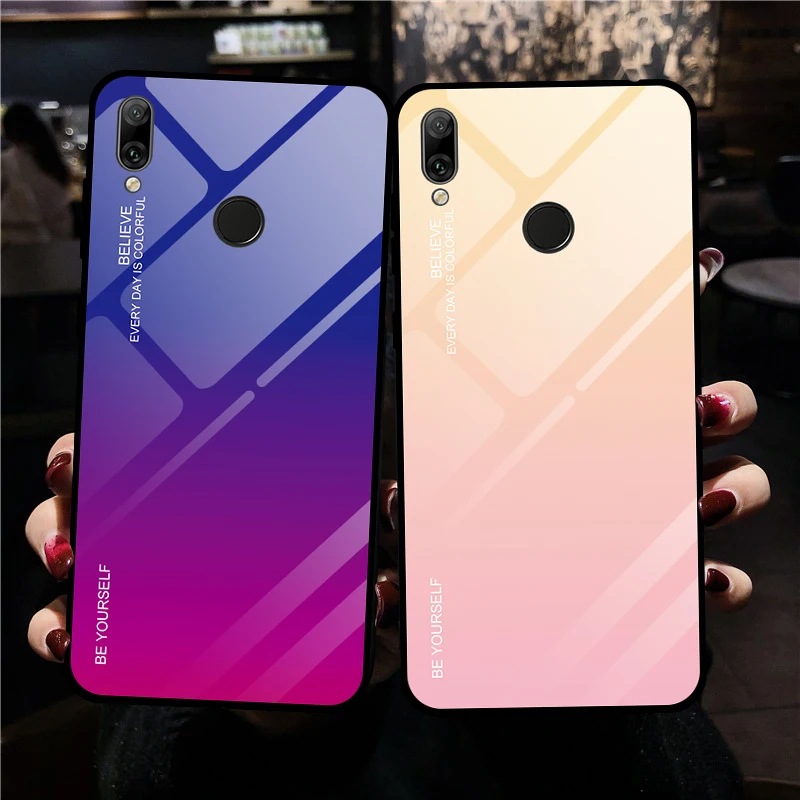 

Colorful Gradient Tempered Glass Case For Huawei Y7 Pro Y9 Y6 Prime 2019 Back Shell For Huawei Y9 Y6 Prime 2018 Y7 Prime 2019