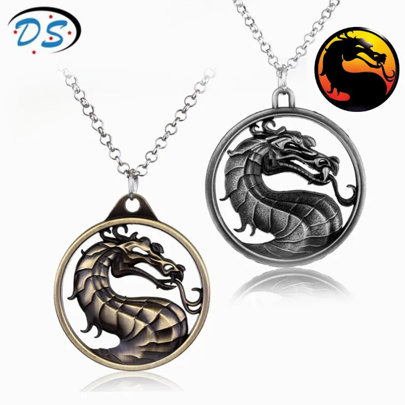 

Games Mortal Kombat Necklace Metal Alloy Dragon Pendant Necklace for Women Men Punk Jewelry Collier