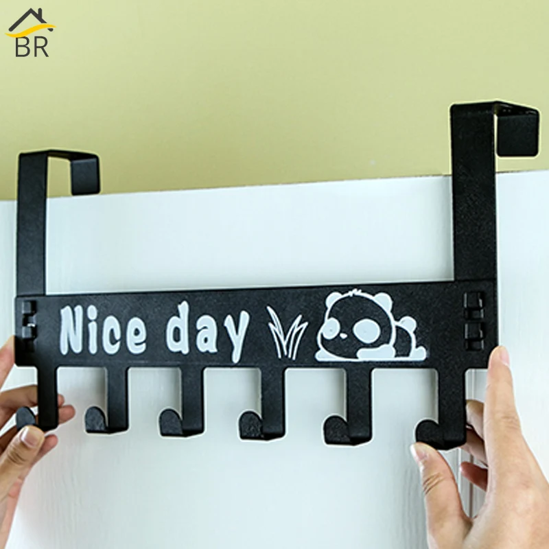 

Cartoon Panda 6 Hooks Back Door Hanger Rack Bathroom Kitchen Organizer Storage Hanger Cupboard Closet Coat Rack Clothing Holder