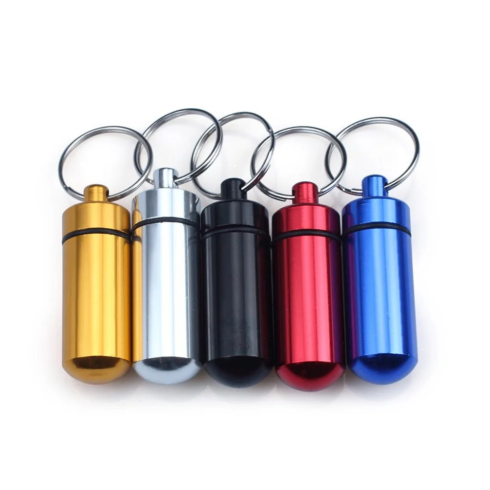 10PCS X Pill Medicine Box Case Holder Container Capsule Key Ring Chain