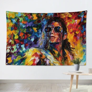 

MICHAEL JACKSON Pop Band Sign Cloth Flag Four-Hole Hanging paintings Cafe Hotel Music Studio Decoration