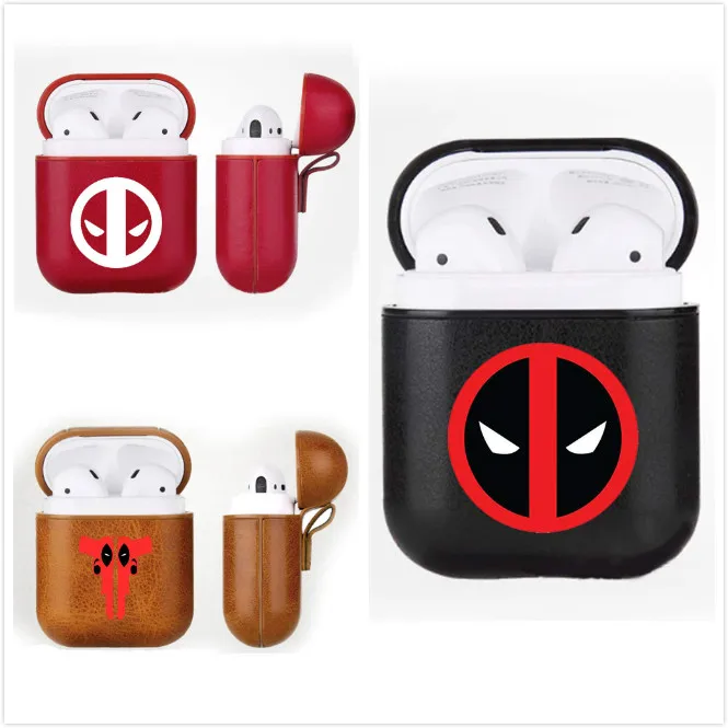 Чехол для Airpods из искусственной кожи с защитой от героев Marvel Дэдпул Bluetooth