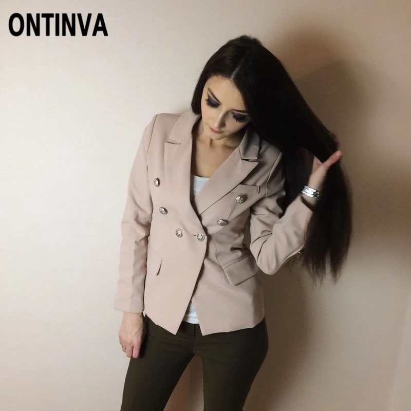 

2019 Spring Plus Size 3XL Blazer New Fashion Button Design Girl's Work Office Lady Blaser Pink Mujer Women Formal Suit Coats