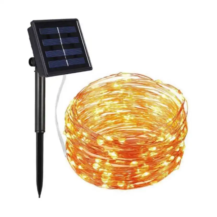 Solar Copper Wire Lights 8 Modes 10M 20M Waterproof LED String Lights for Christmas Decoration