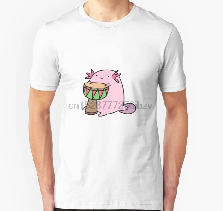 Мужская футболка с коротким рукавом Axolotl играя Djembe унисекс Женская Топы | одежда