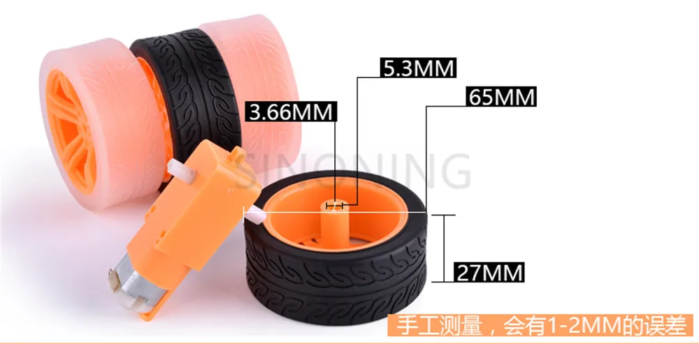2pcs DIY intelligent toy car accessories wheel model rubber wheel TT motor tire 65*27mm